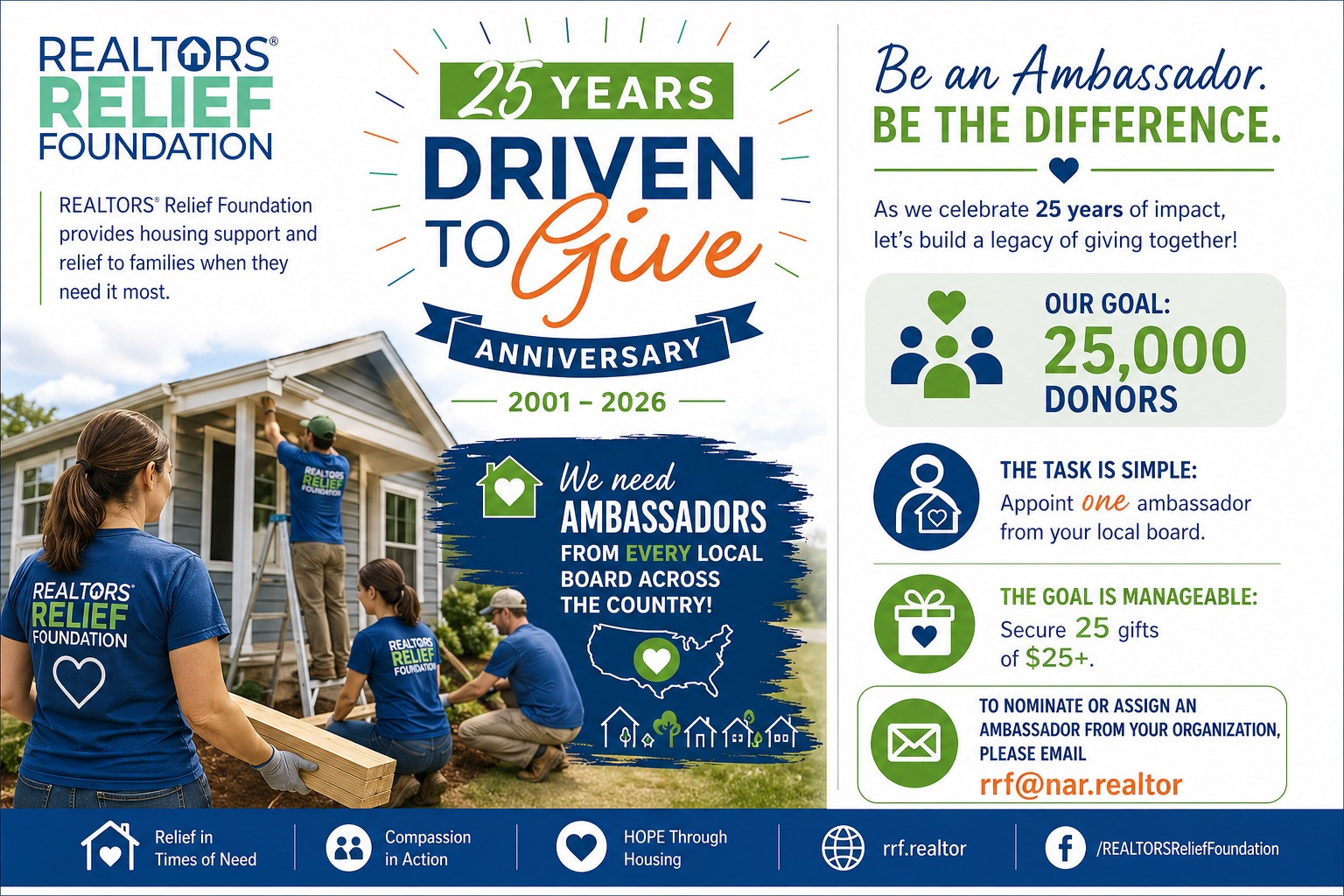 REALTORS Relief Foundation 25th Anniversary Ambassador graphic.