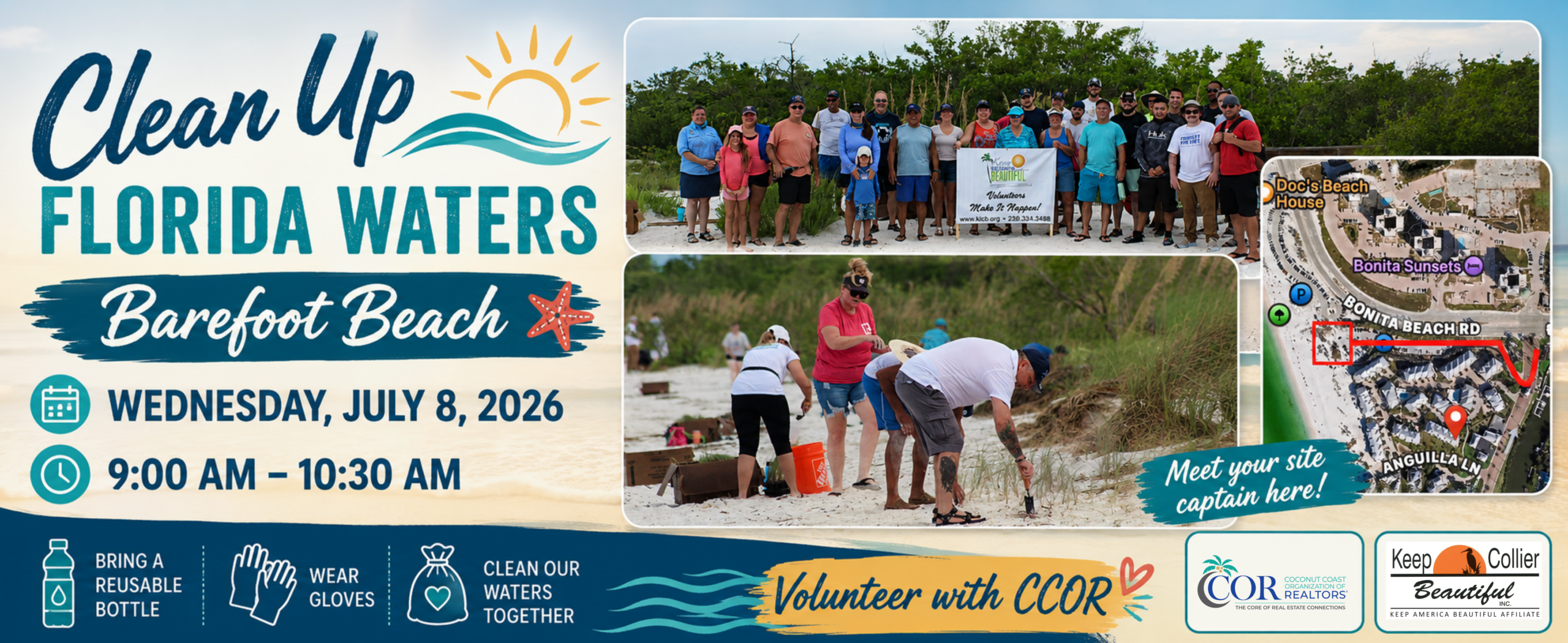 Clean Up Florida Waters at Barefoot Beach with CCOR and Keep Collier Beautiful