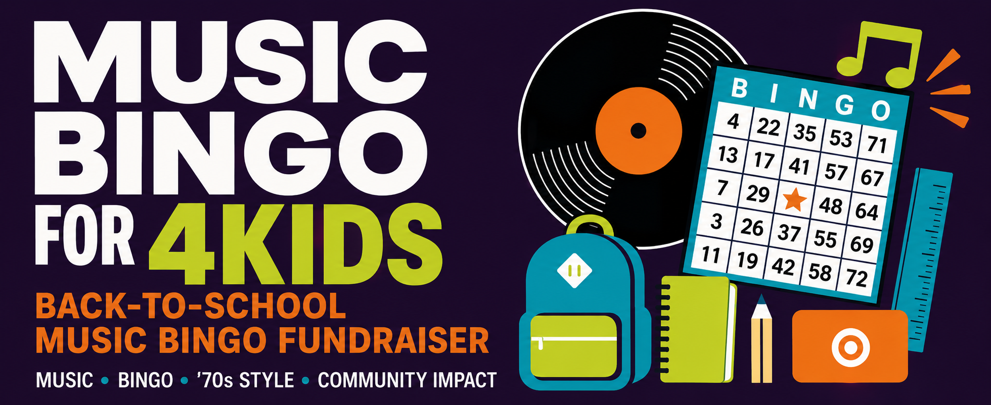 Music Bingo for 4KIDS Back-to-School Music Bingo Fundraiser