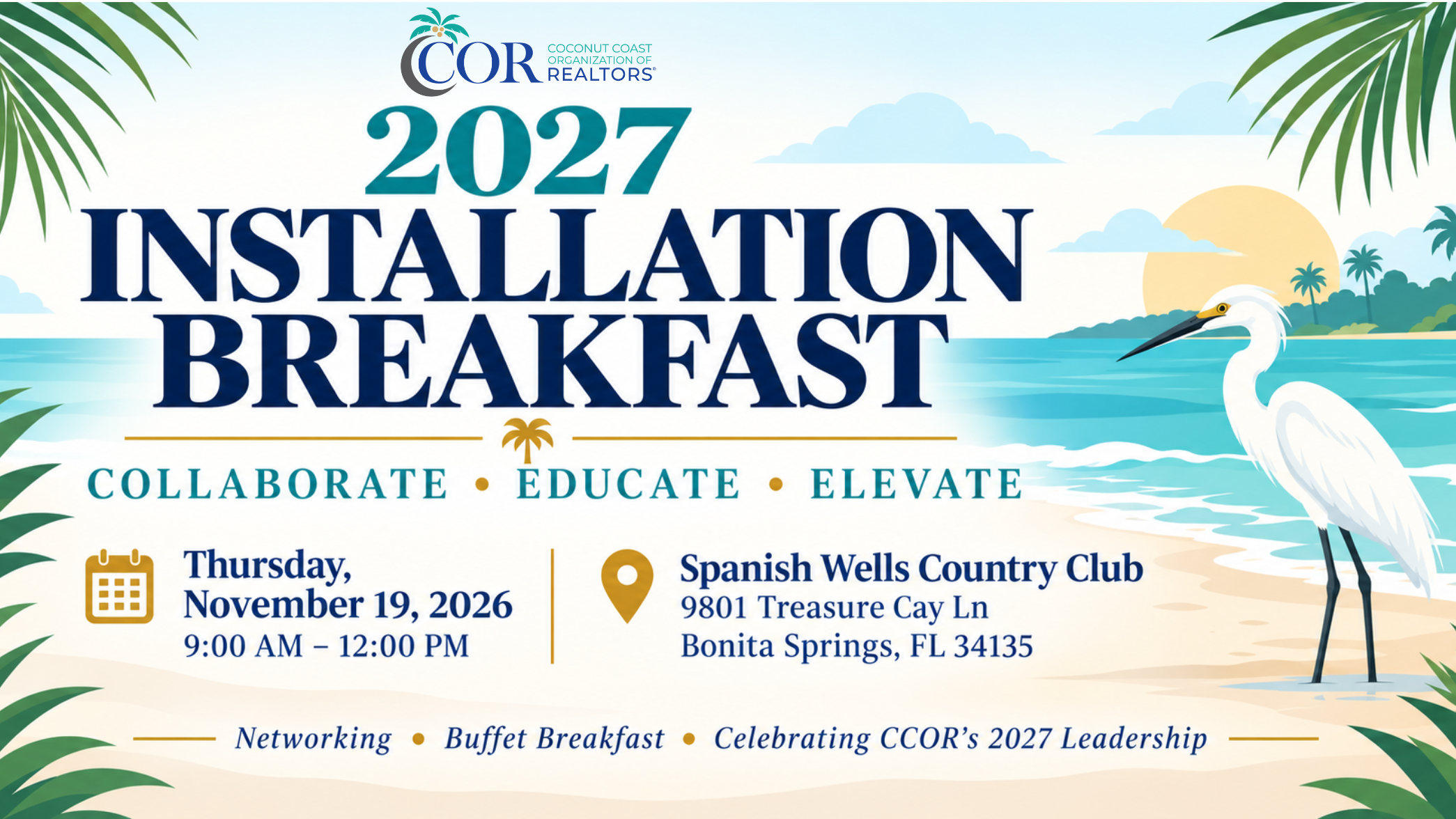 2027 CCOR Installation Breakfast celebration, November 19, 2026