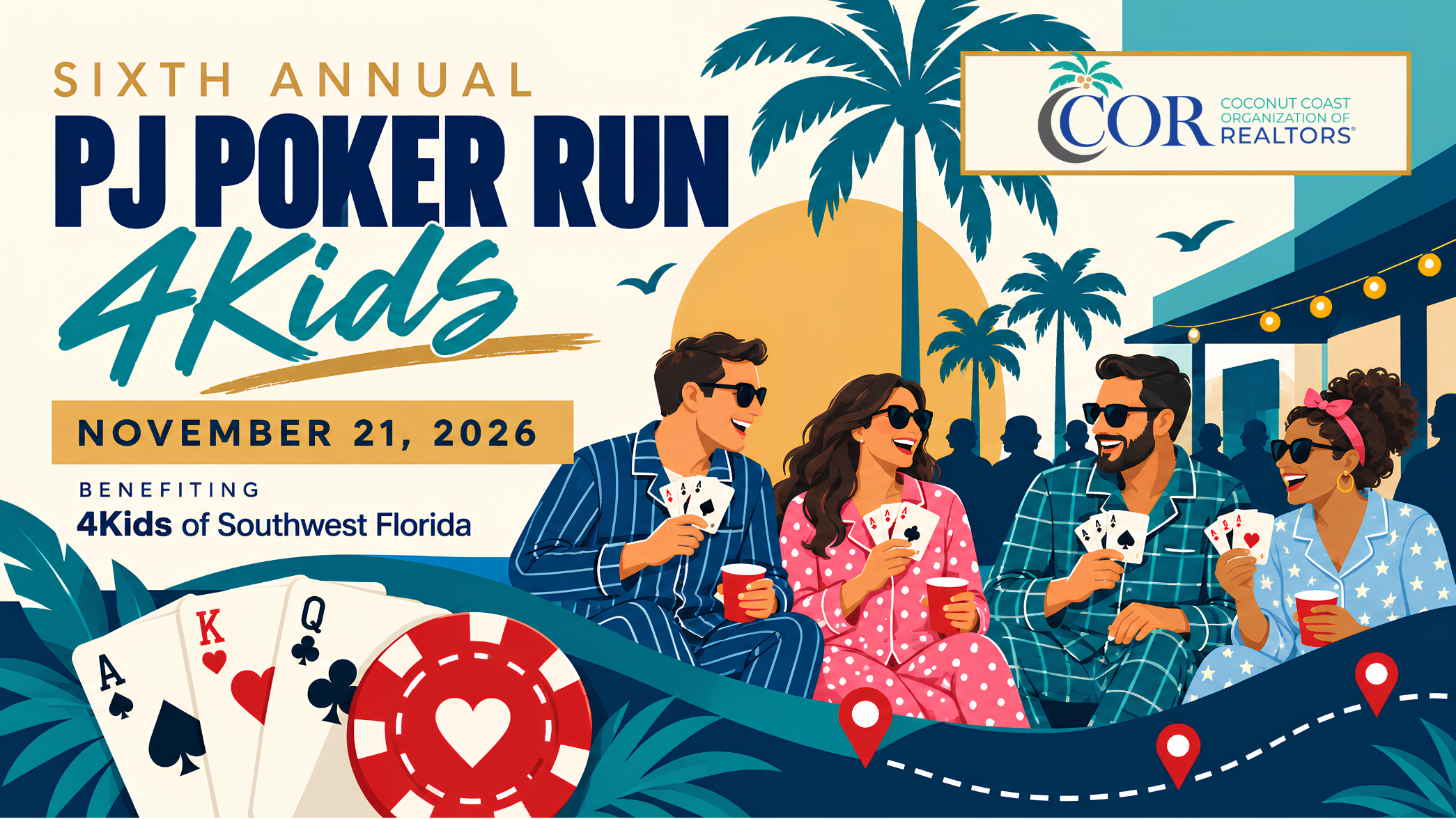 Sixth Annual PJ Poker Run 4Kids, November 21, benefiting 4Kids of Southwest Florida